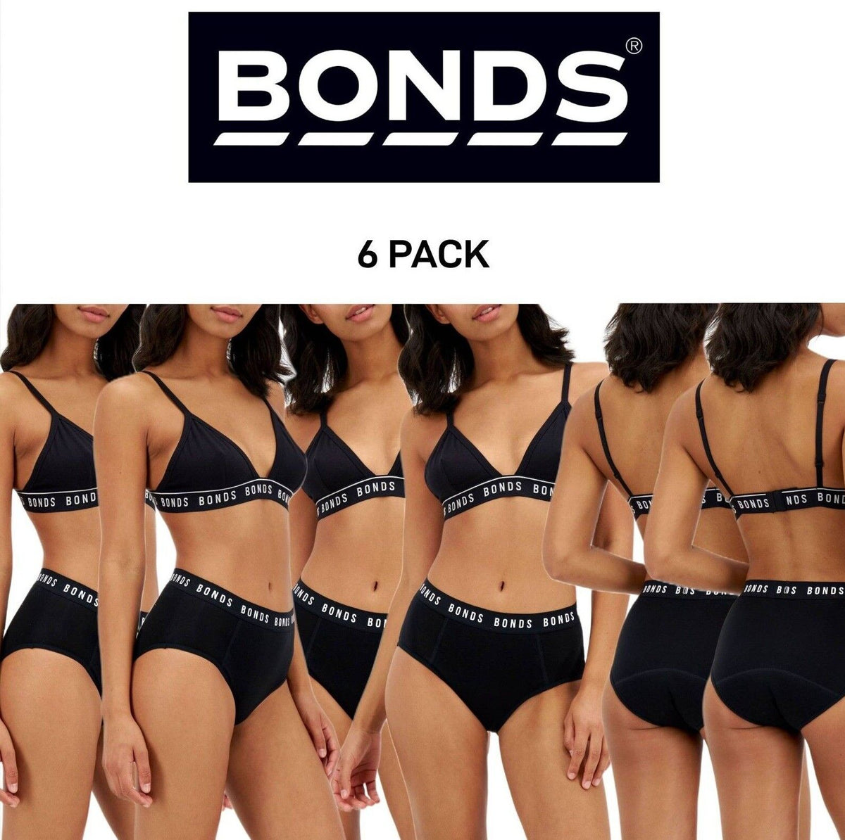 Bonds Womens Bloody Comfy Period Full Brief Moderate Comfy Undies 6 Pack WTKL