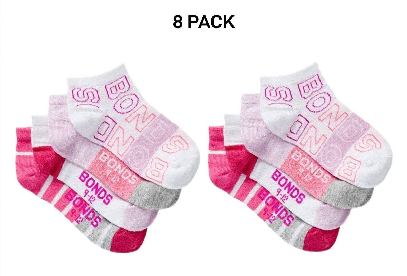 Bonds Kids fashion Trainer Breathable Soft Cotton Rich Socks 8 Pack RZLY4N