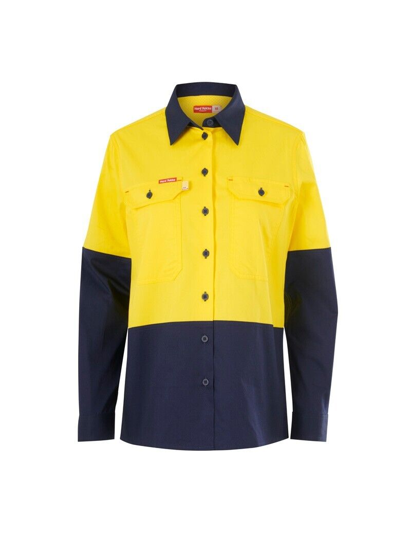 Hard Yakka Womens Long Sleeve HI Vis 2 Tone Reflective Vented Shirt Y08423-Collins Clothing Co