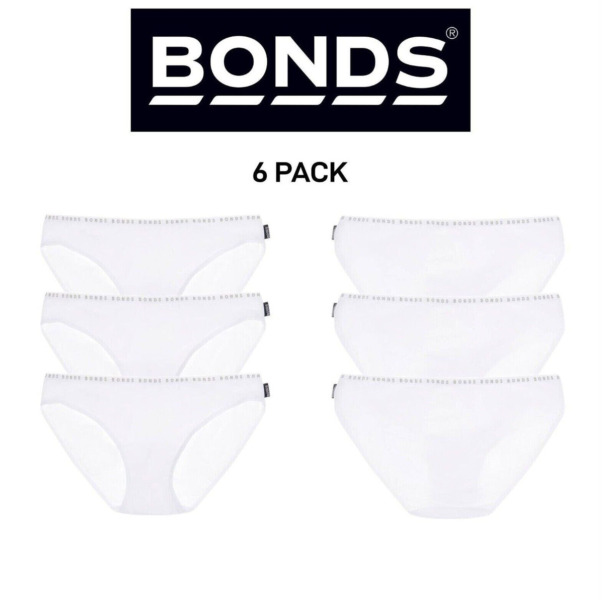 Bonds Womens Hipster Bikini Comfortable Coverage Low Rise Waist 6 Pack WUVXA