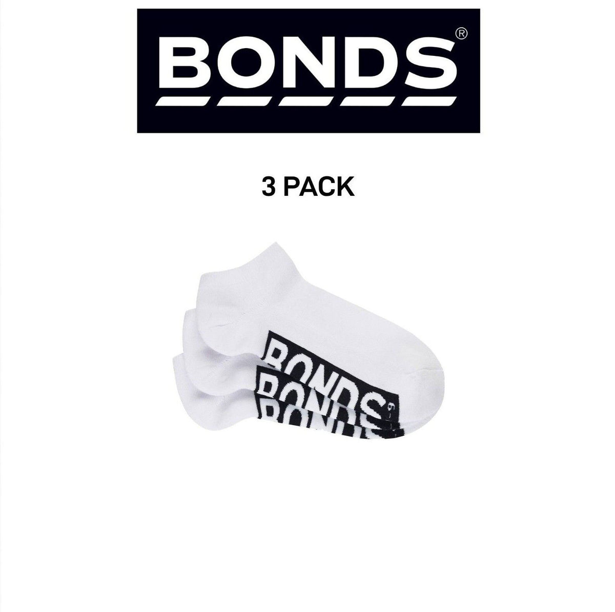 Bonds Mens Logo Cushioned Low Cut Smooth and Comfy Cotton Socks 3 Pack SXNA3N