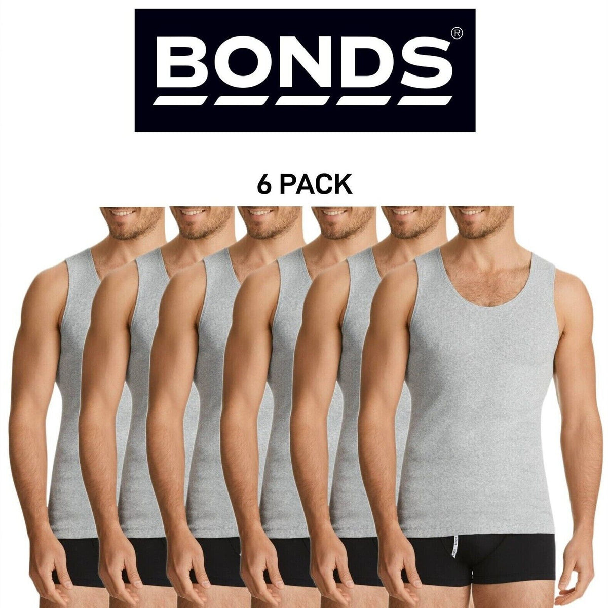 Bonds Mens Chesty Singlets Cotton Side Seamfree Comfortable Fit 6 Pack M757O