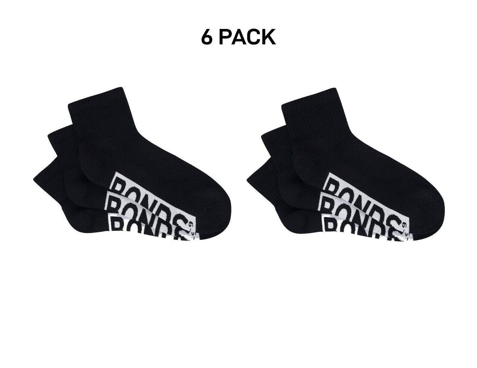 Bonds Mens Logo Cushioned Quarter Crew Socks Smooth Toe Seams 6 Pack SXN93N