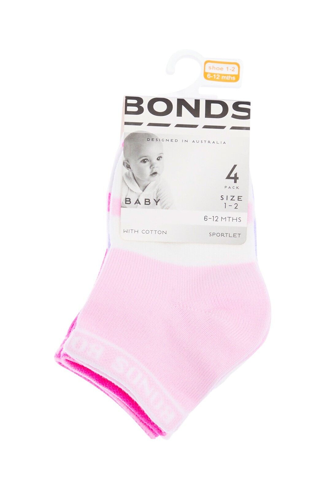 Bonds Baby Sportlet Arch Support Soft Breathable Comfiness Socks 8 Pack RXXL4N