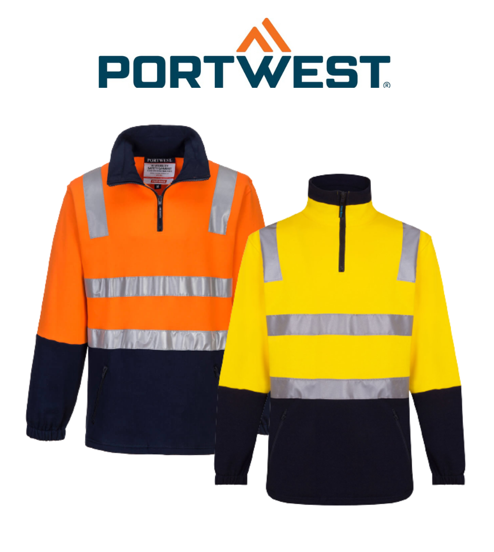 Portwest Cotton Brush Fleece Jumper with Tape Reflective Safety MF615