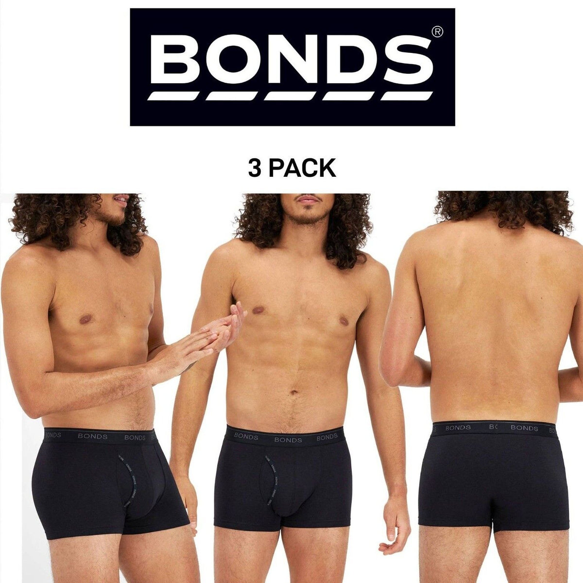 Bonds Mens Guyfront Luxe Trunk Viscose Bamboo Anti-Odour 3 Pack Underwear MWQF