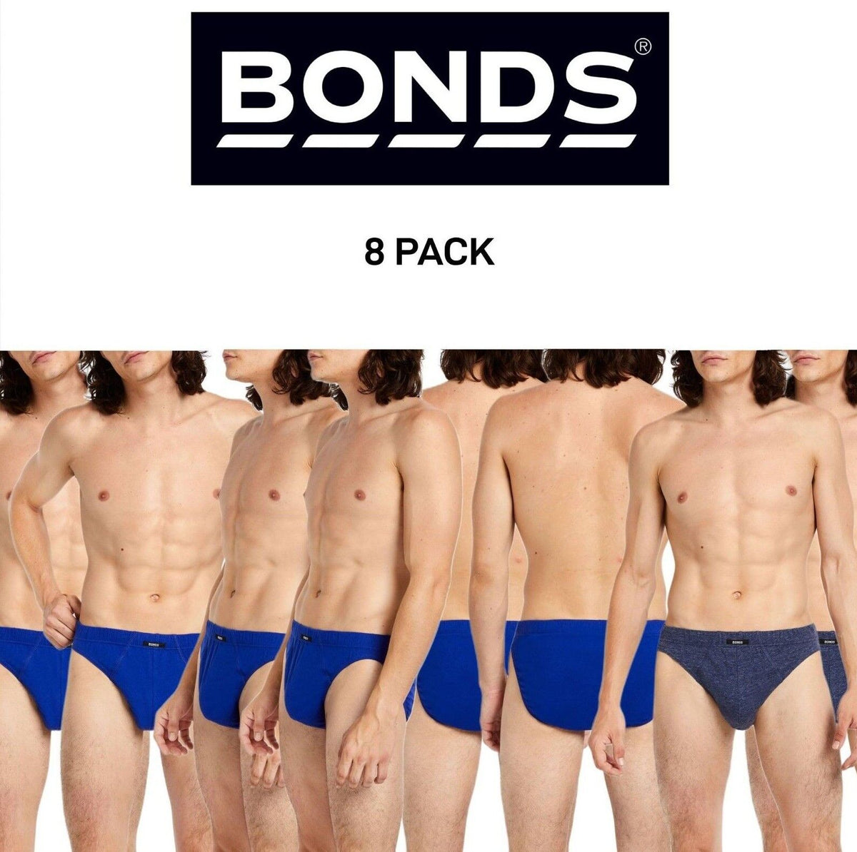 Bonds Mens Action Brief  Soft Cotton and Encased Elastic Comfort 8 Pack M8OS4