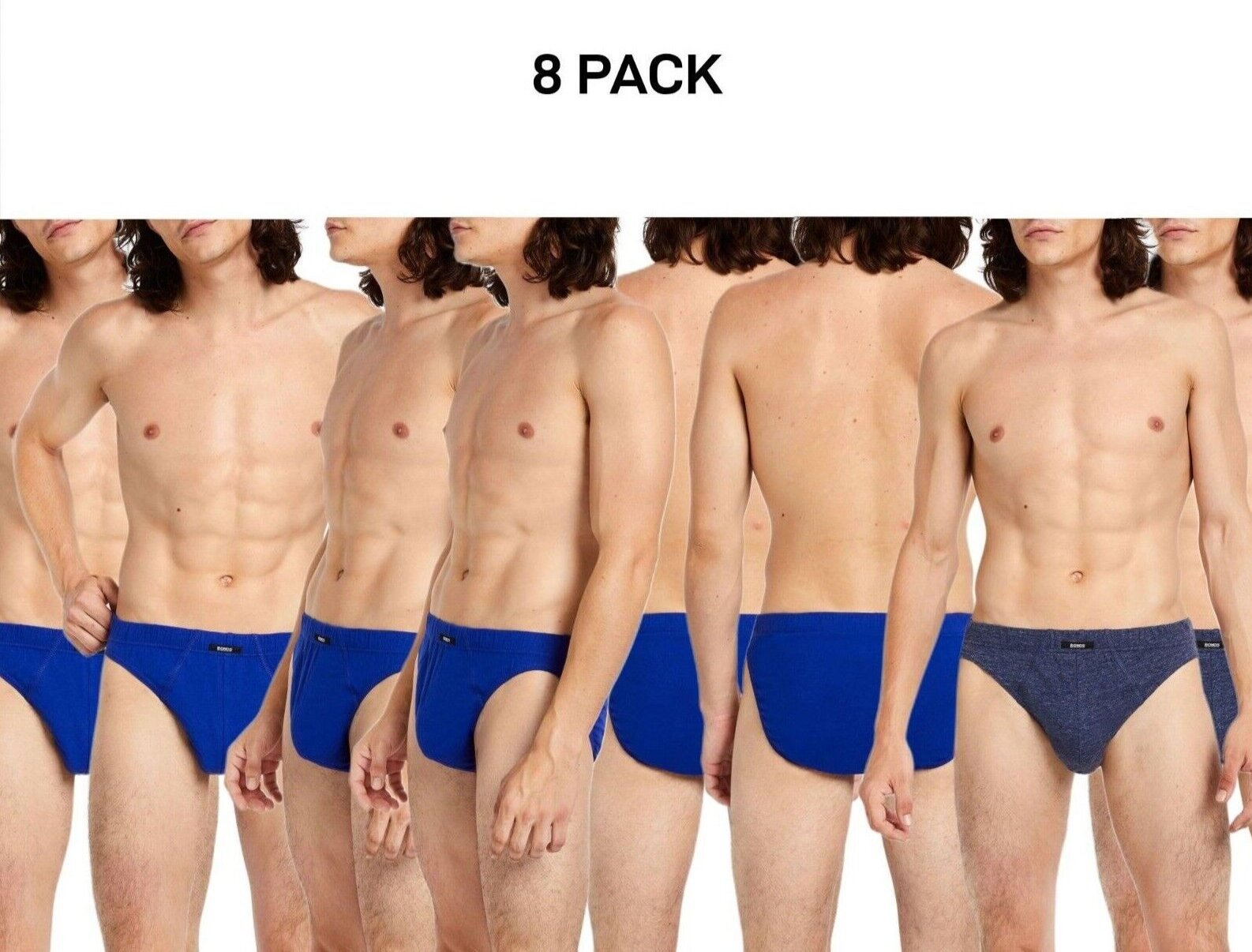 Bonds Mens Action Brief  Soft Cotton and Encased Elastic Comfort 8 Pack M8OS4