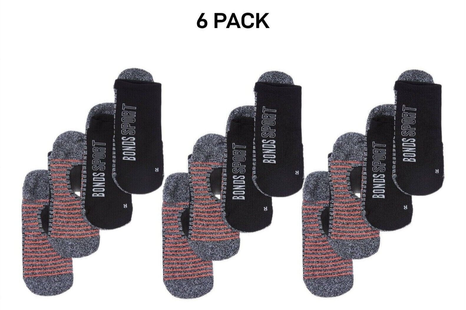 Bonds Mens Sport Tech No Show Sock Cushioned Shock-Absorbing Sole 6 Pack SYCK2N