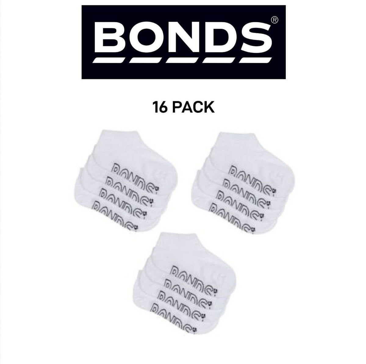 Bonds Kids Logo Light No Show Soft Cotton Breathable Socks 16 Pack RXUU4N