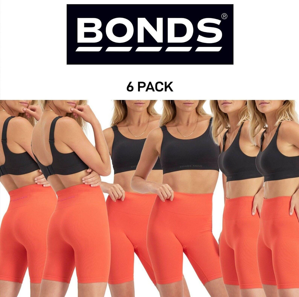 Bonds Womens Move Seamless Bralette High Quality Moisture Wicking 6 Pack CRTDI