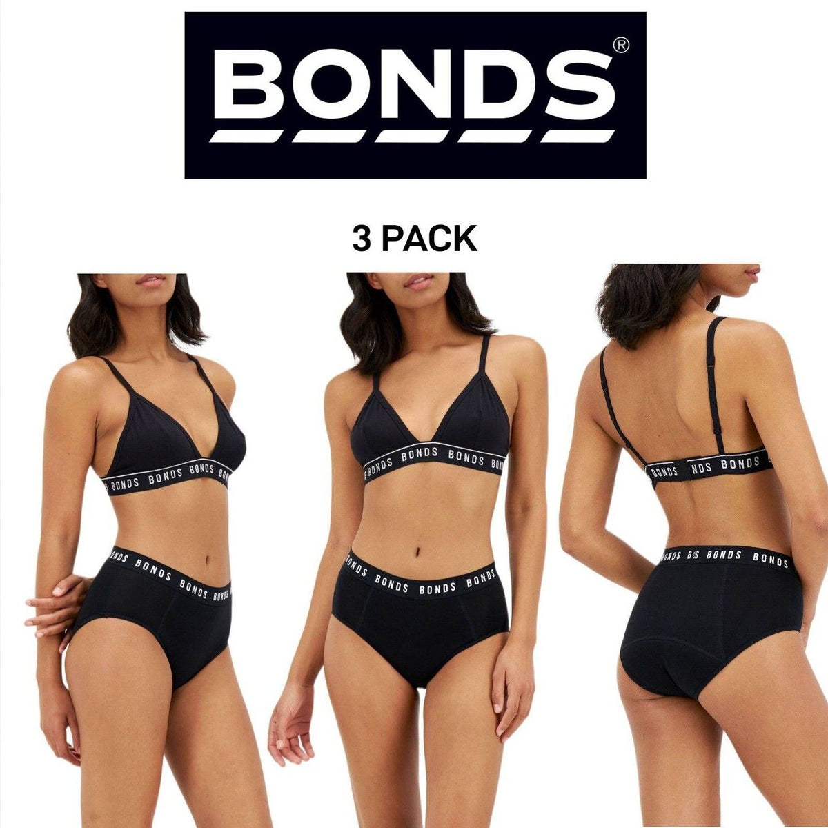 Bonds Womens Bloody Comfy Period Full Brief Heavy Worry Free Undies 3 Pack WTGL