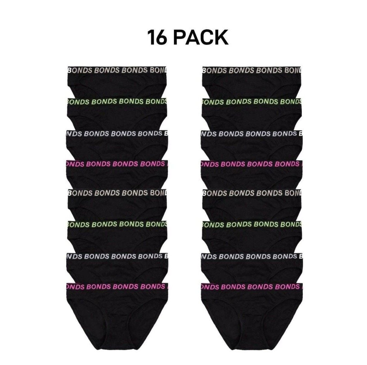 Bonds Girls Bikini Sport Ultimate Comfy & Fresh Moisture Wicking 16 Pack UWKL4A