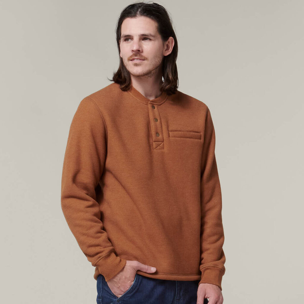HARD YAKKA Mens 2 Pack Sherpa Henley Contrast Warm Wardrobe Work Jacket Y19488