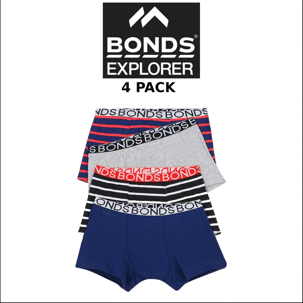 Bonds Boys Trunk Supportive Pouch with Comfy Coverage 4 Pack UWCF4A X79