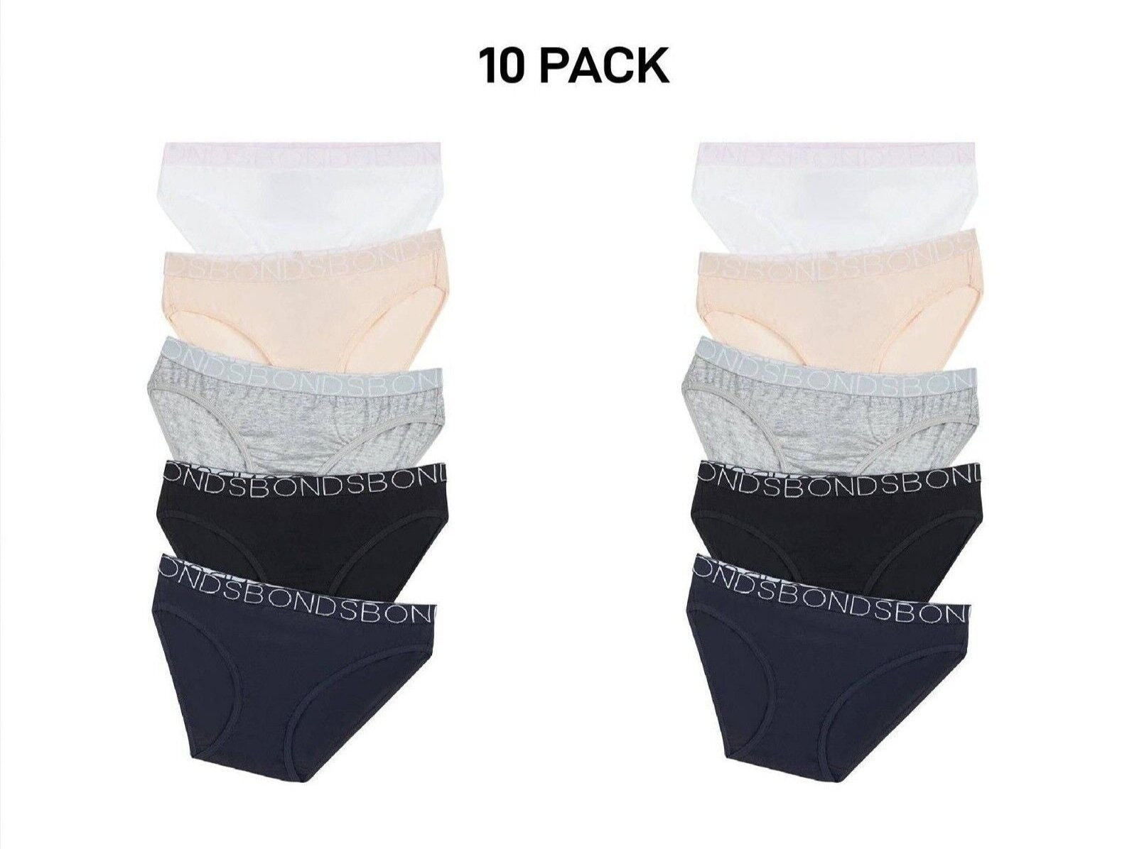 Bonds Girls Bikini Comfy Flexible Coverage Lightweight Breathable 10 Pack UWCE5A