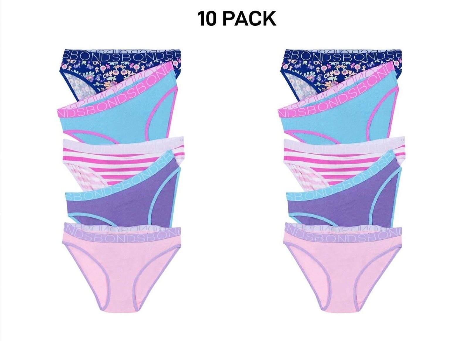 Bonds Girls Bikini Soft and Stretchy Perfect Everyday Coverage 10 Pack UWNV5A