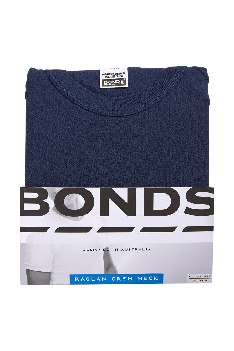 Mens Bonds Orignal Raglan Crew Neck Short Sleeve T-Shirt Top Tee Cotton MB3937