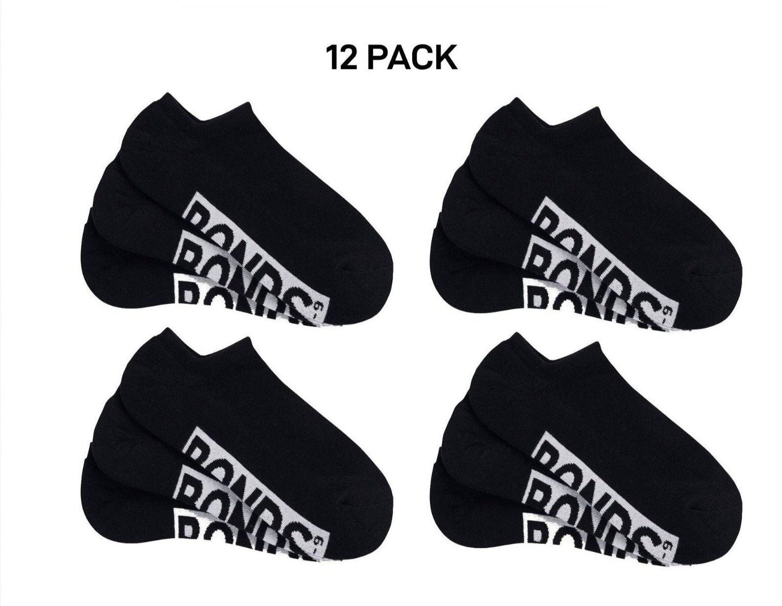 Bonds Mens Logo Cushioned No Show Smooth & Soft Cushioning Socks 12 Pack SXN73N