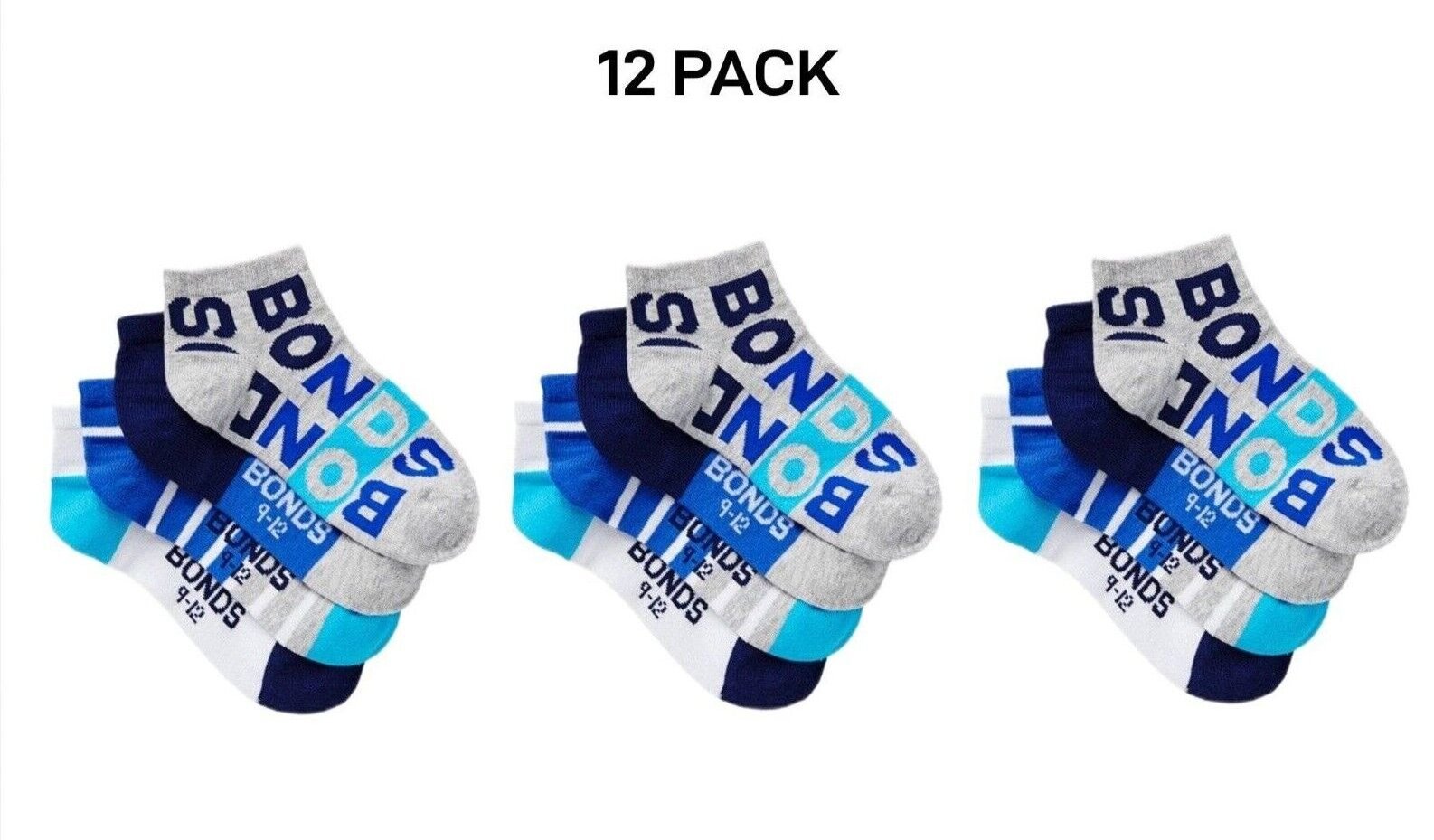 Bonds Kids fashion Trainer Breathable Soft Cotton Rich Socks 12 Pack RZLY4N