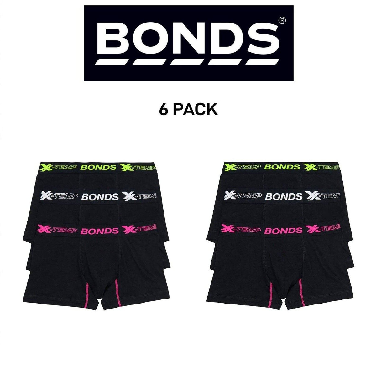 Bonds Mens X-Temp Trunk Super Flat Seams and Soft Elastic Binds 6 Pack MXDW3A