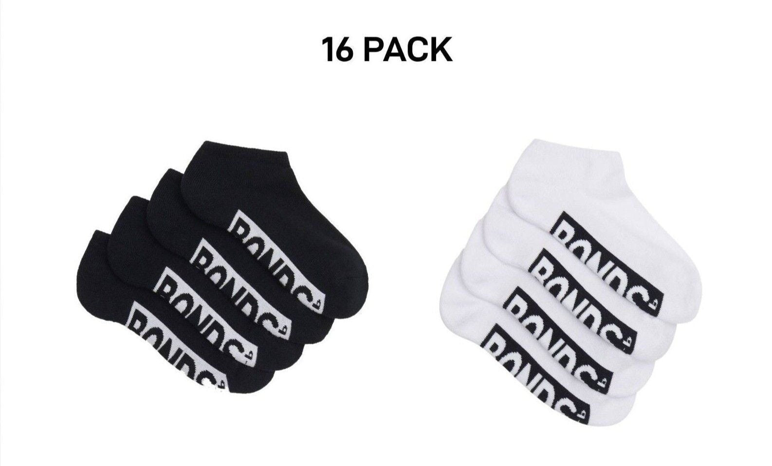 Bonds Kids Logo Cushioned Low Cut Socks Cotton Comfy Cushioning 16 Pack RXTV4W
