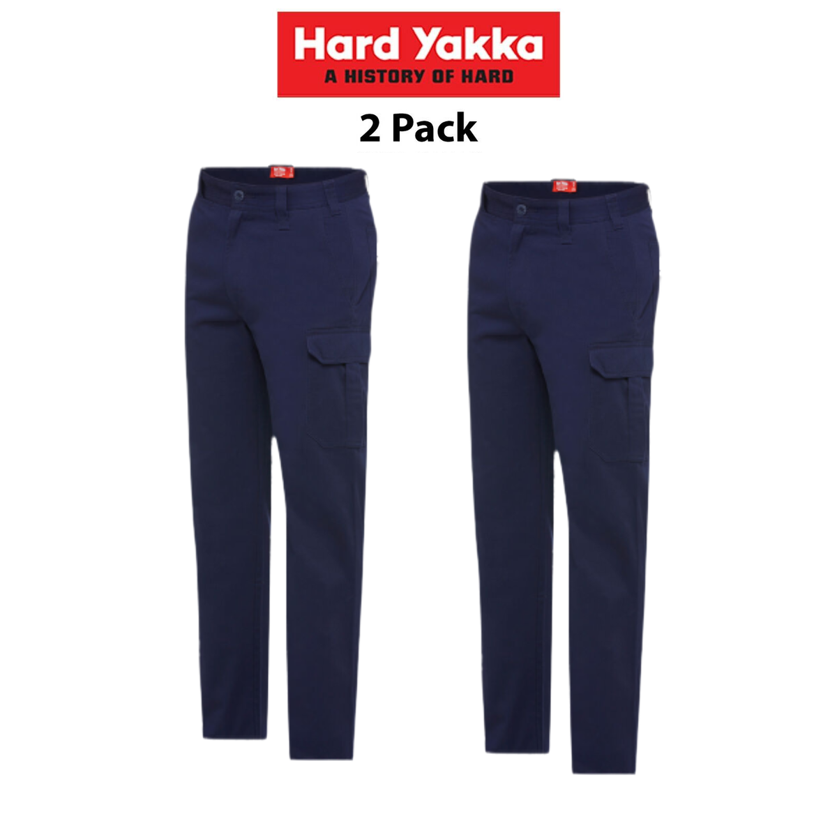 Hard Yakka 2 Pack Cargo Relaxed Work Safety Cotton Drill Pants Comfort Y08381