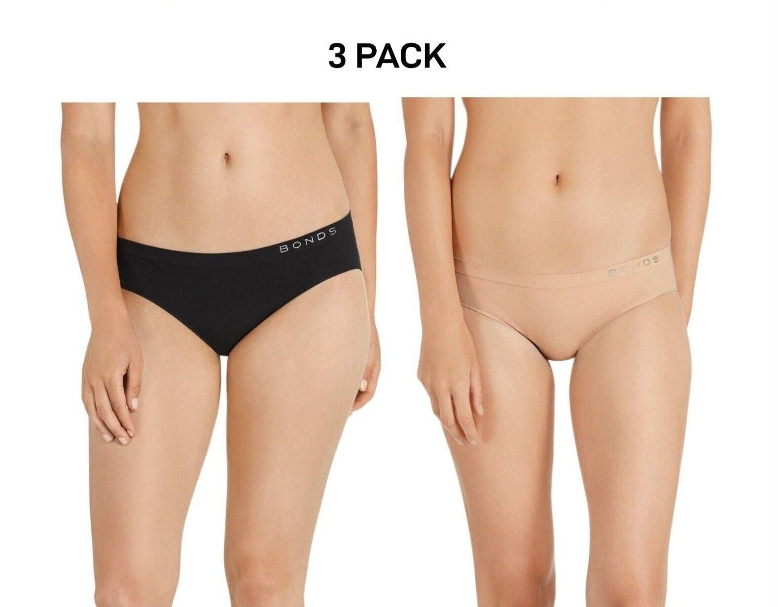 Bonds Womens Seamless Bikini Stretchy Trims Smooth Finish Brief 3 Pack WWGDA