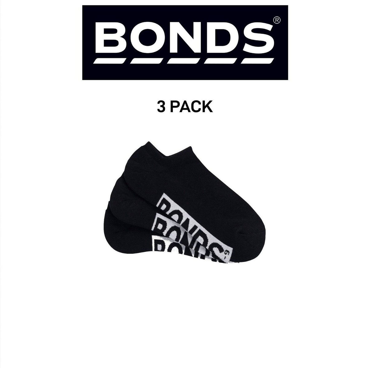 Bonds Mens Logo Cushioned No Show Smooth & Soft Cushioning Socks 3 Pack SXN73N