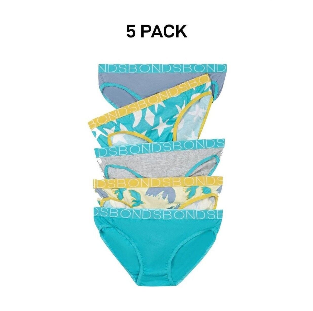 Bonds Girls Bikini Soft and Stretchy Perfect Everyday Coverage 5 Pack UWNV5A