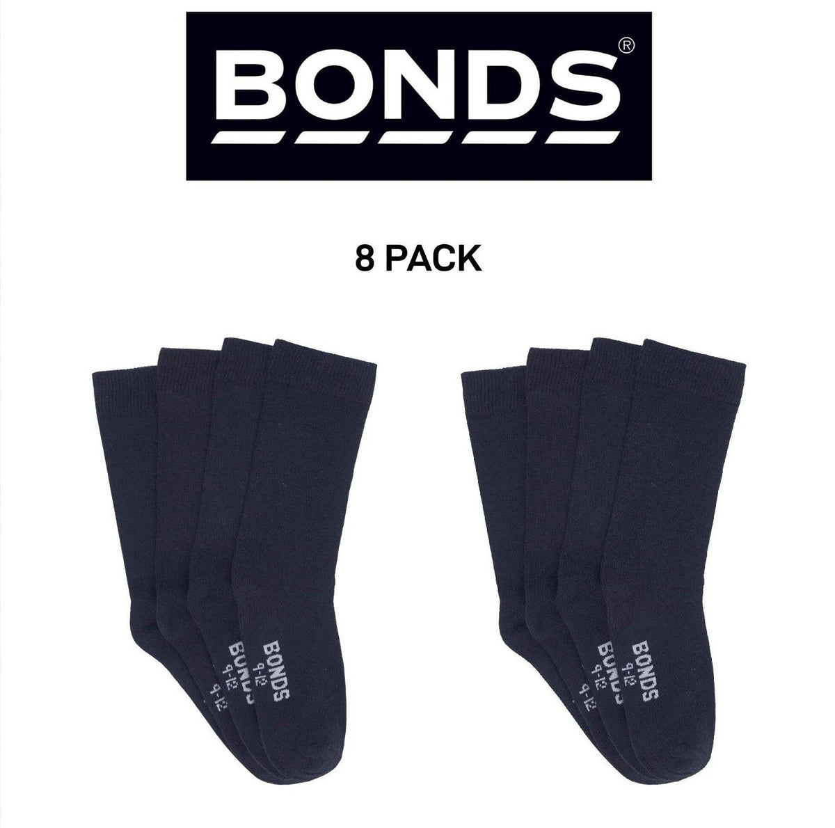 Bonds Kids School Oxford Crew Socks Ultimate Comfort and Softness 8 Pack RY4X4N