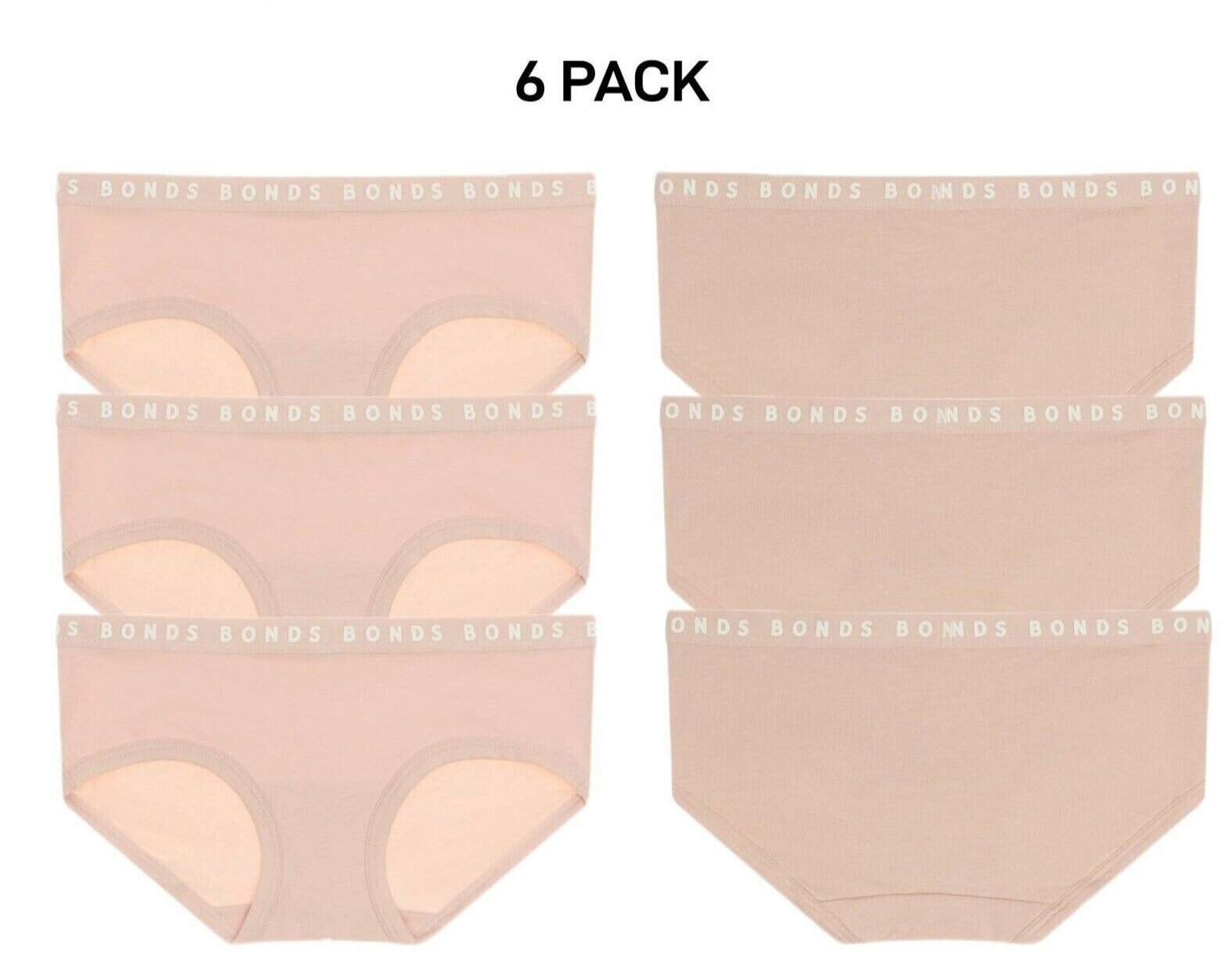 Bonds Womens Hipster Boyleg Soft Cotton Comfortable Stretch Brief 6 Pack WUVWA