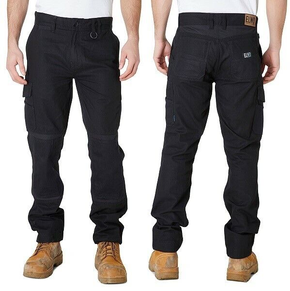 Mens Elwood Work Utility Pants Knee Panels Canvas 2 Pack Phone Pocket EWD101