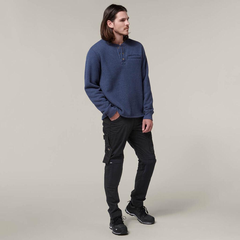 HARD YAKKA Mens 2 Pack Sherpa Henley Contrast Warm Wardrobe Work Jacket Y19488