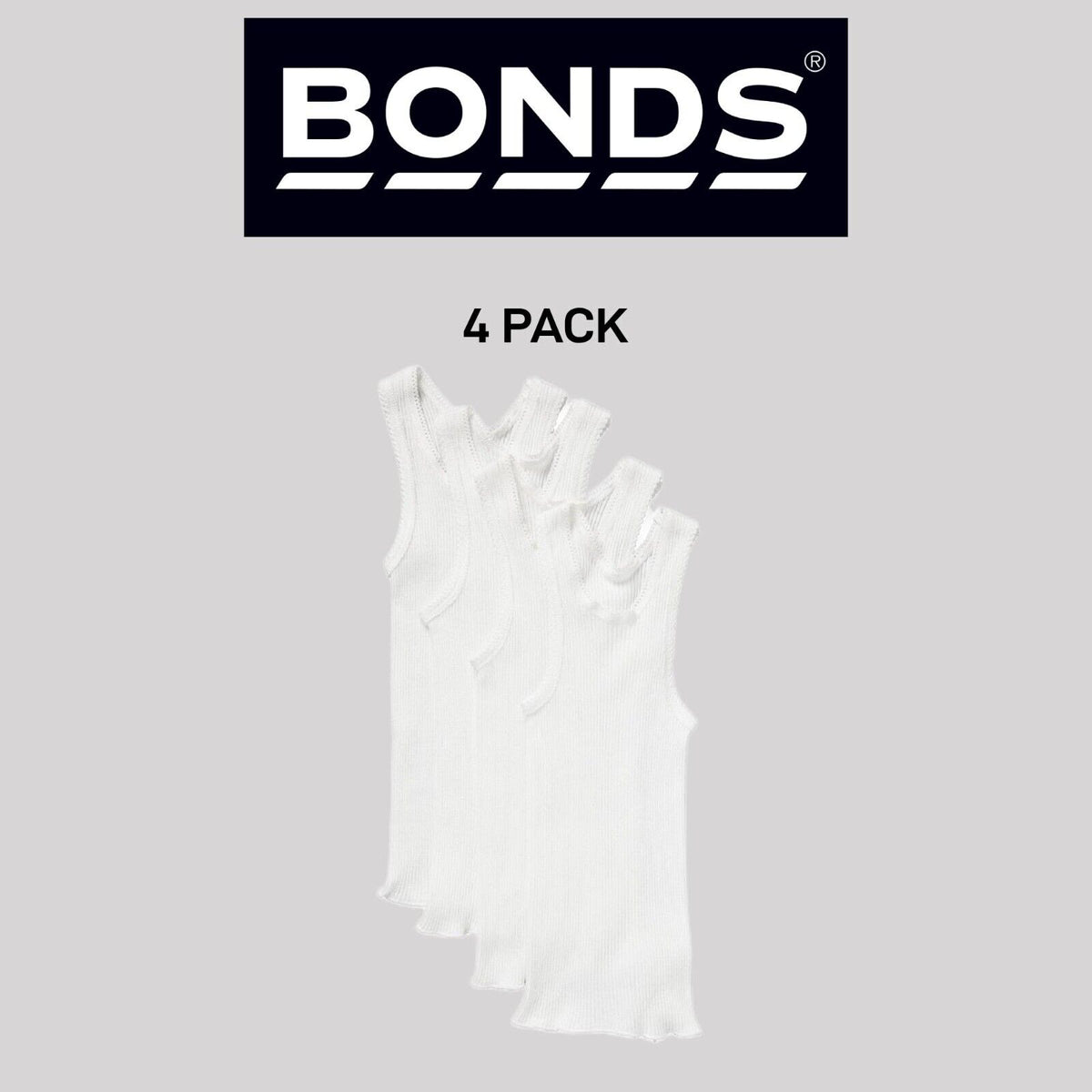 Bonds Baby Ribbed Singlets Vest Comfortable Warmth Side Seamfree 4 Pack BYLV