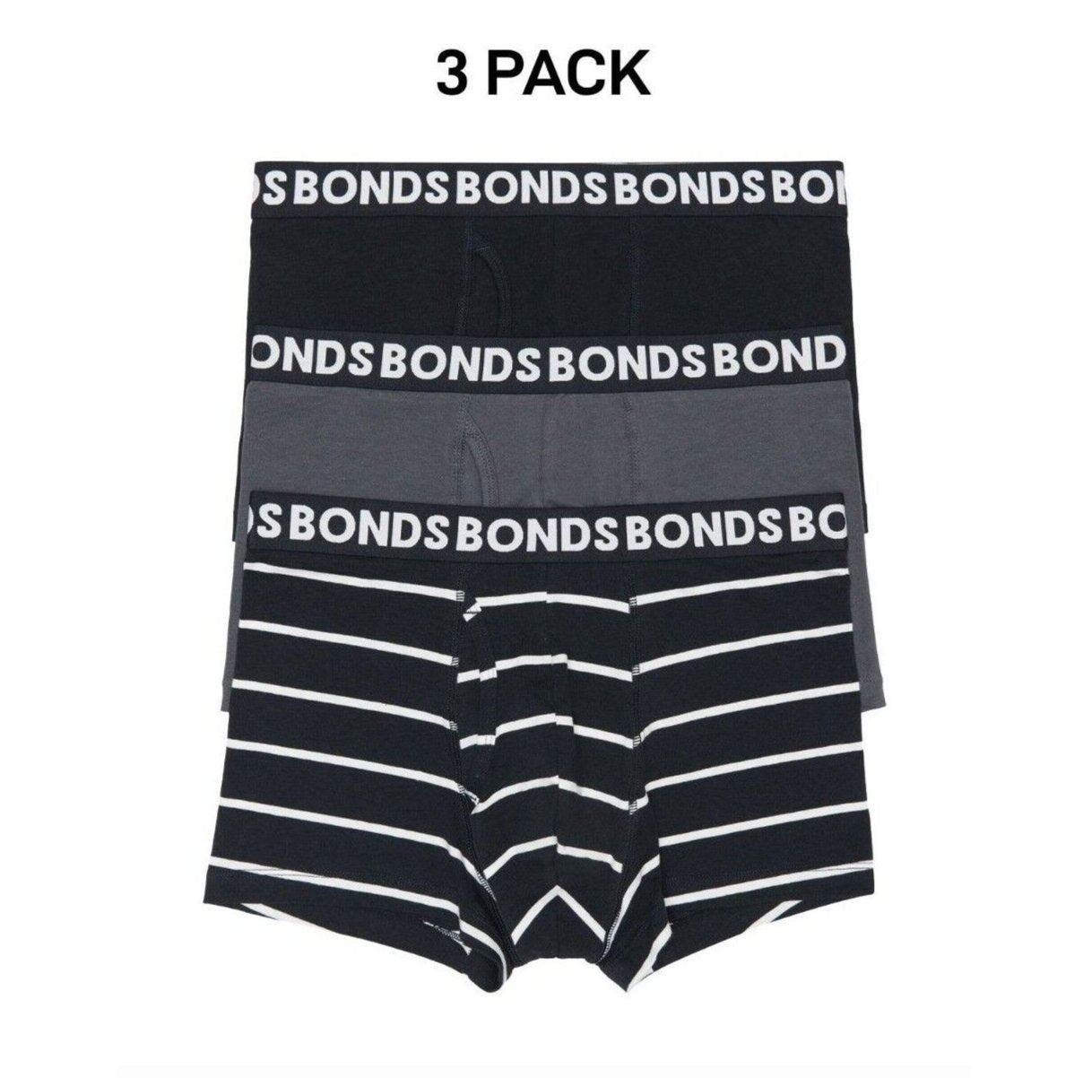 Bonds Mens Everyday Trunks Convenience Comfort & Value Underwear 3 Pack MWQ33A