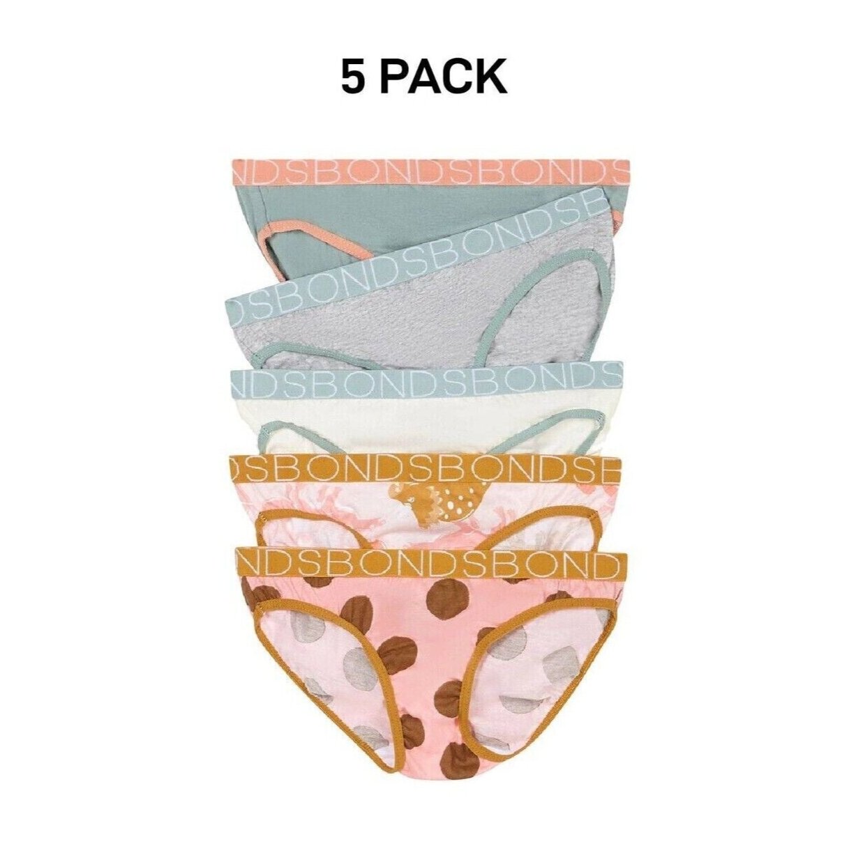 Bonds Girls Bikini Soft and Stretchy Perfect Everyday Coverage 5 Pack UWNV5A