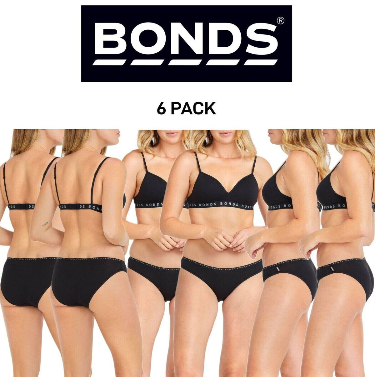 Bonds Womens Hipster Bikini Comfortable Coverage Low Rise Waist 6 Pack WUVXA
