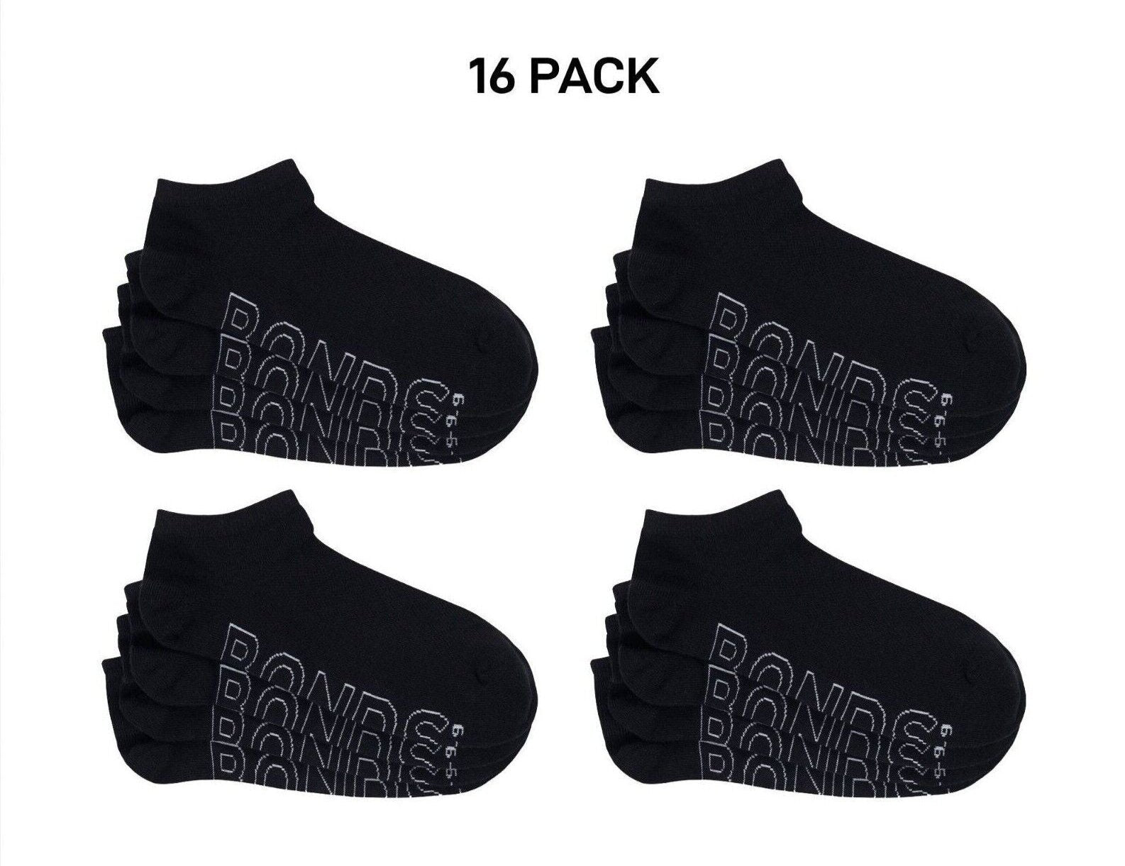Bonds Mens Logo Lightweight No Show With Mesh Cooling Zone Socks 16 Pack SXN44N