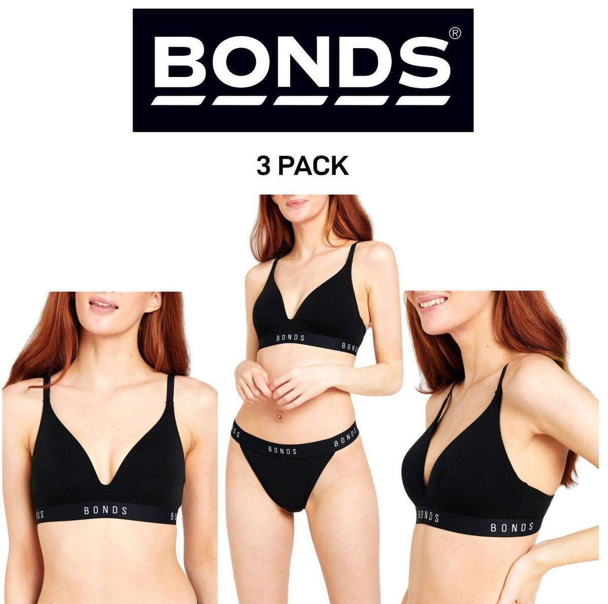 Bonds Womens Original Contour Triangle Soft Stretch Wireless Bra 3 Pack YXYQY