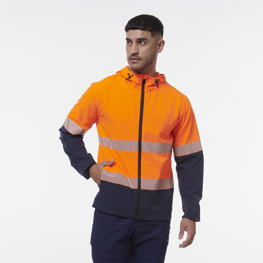 KingGee Mens Hi Vis Reflective Durable Hooded Repel Safety Work Jacket K55061-Collins Clothing Co
