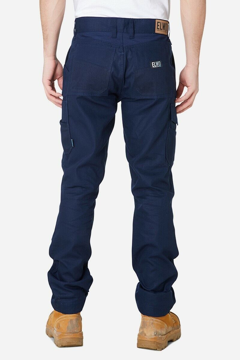 Mens Elwood Work Utility Pants Knee Panels Canvas Tradie Phone Pocket EWD101