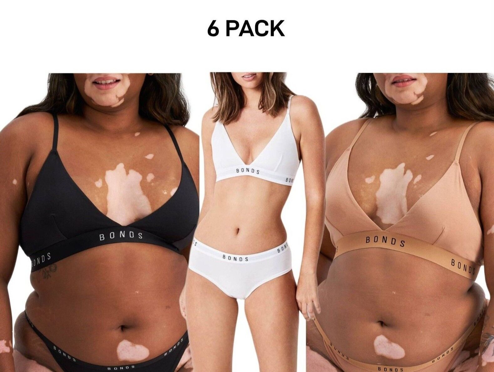 Bonds Womens Original Triangle Crop Comfy Flattering Supportive Bra 6 Pack WVGGA