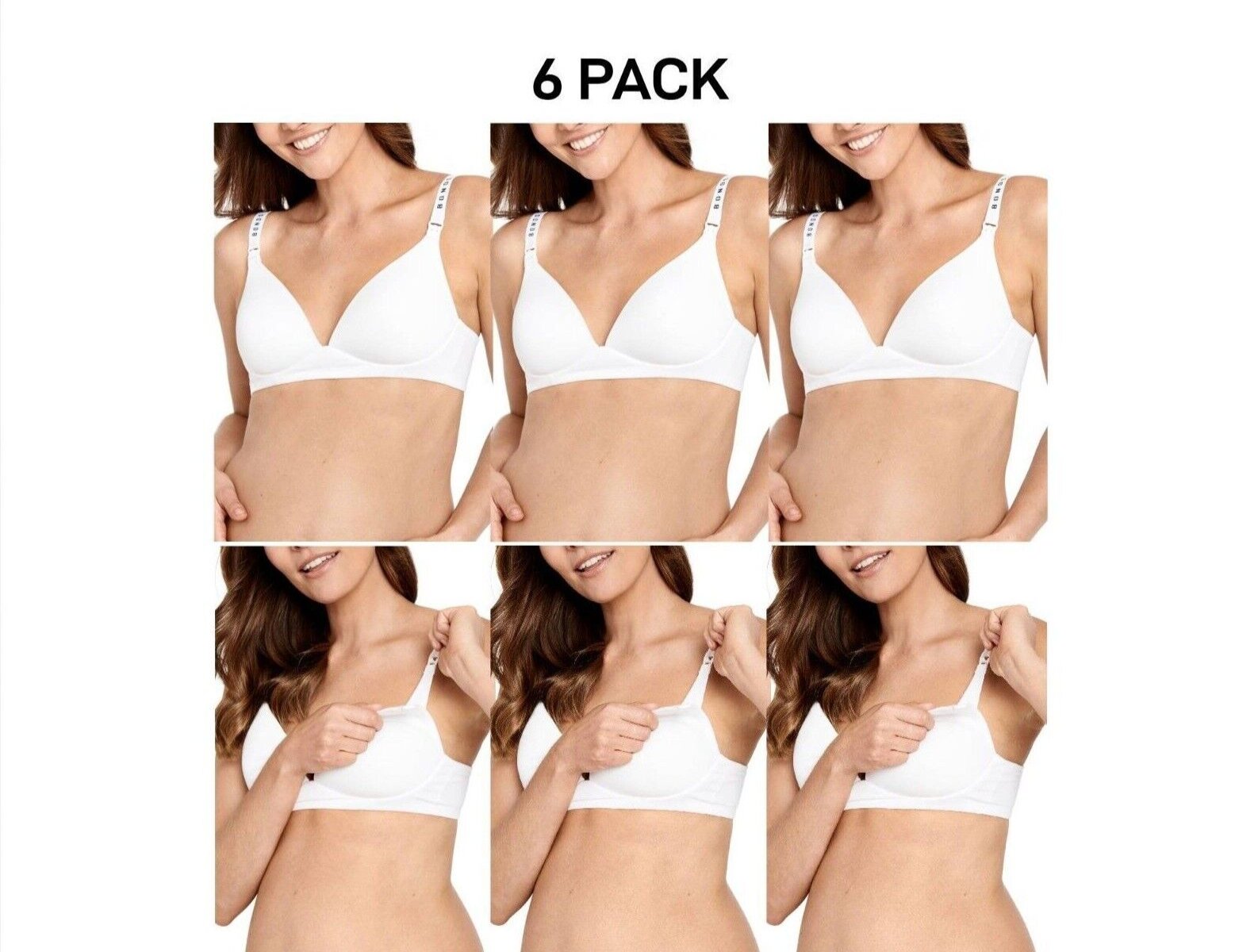 Bonds Womens Original Maternity Wirefree Contour Bra Comfy Coverage 6 Pack YXJ4Y