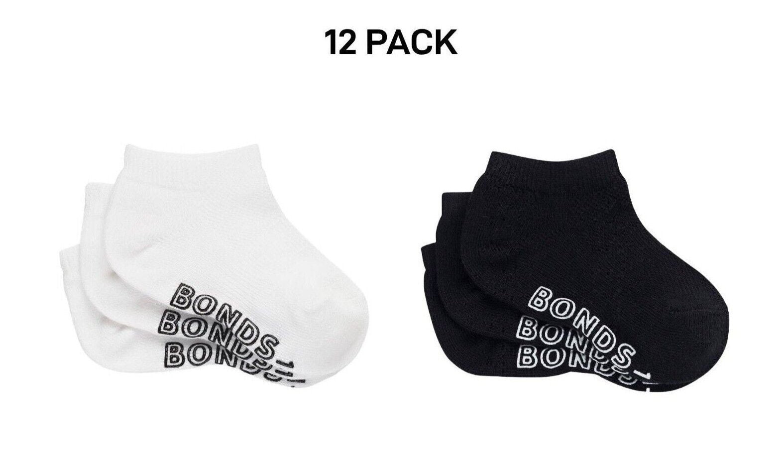 Bonds Baby Lightweght Low Cut Socks Grippy Soles & Soft Toe Seams 12 Pack RXUQ3N