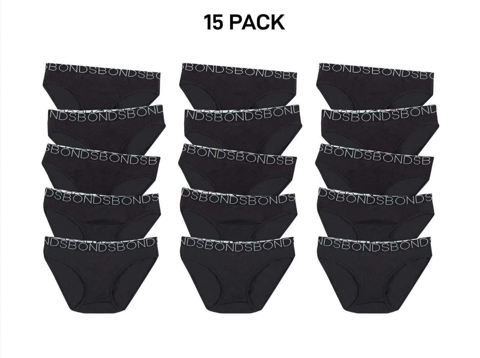Bonds Girls Bikini Comfy Flexible Coverage Lightweight Breathable 15 Pack UWCE5A