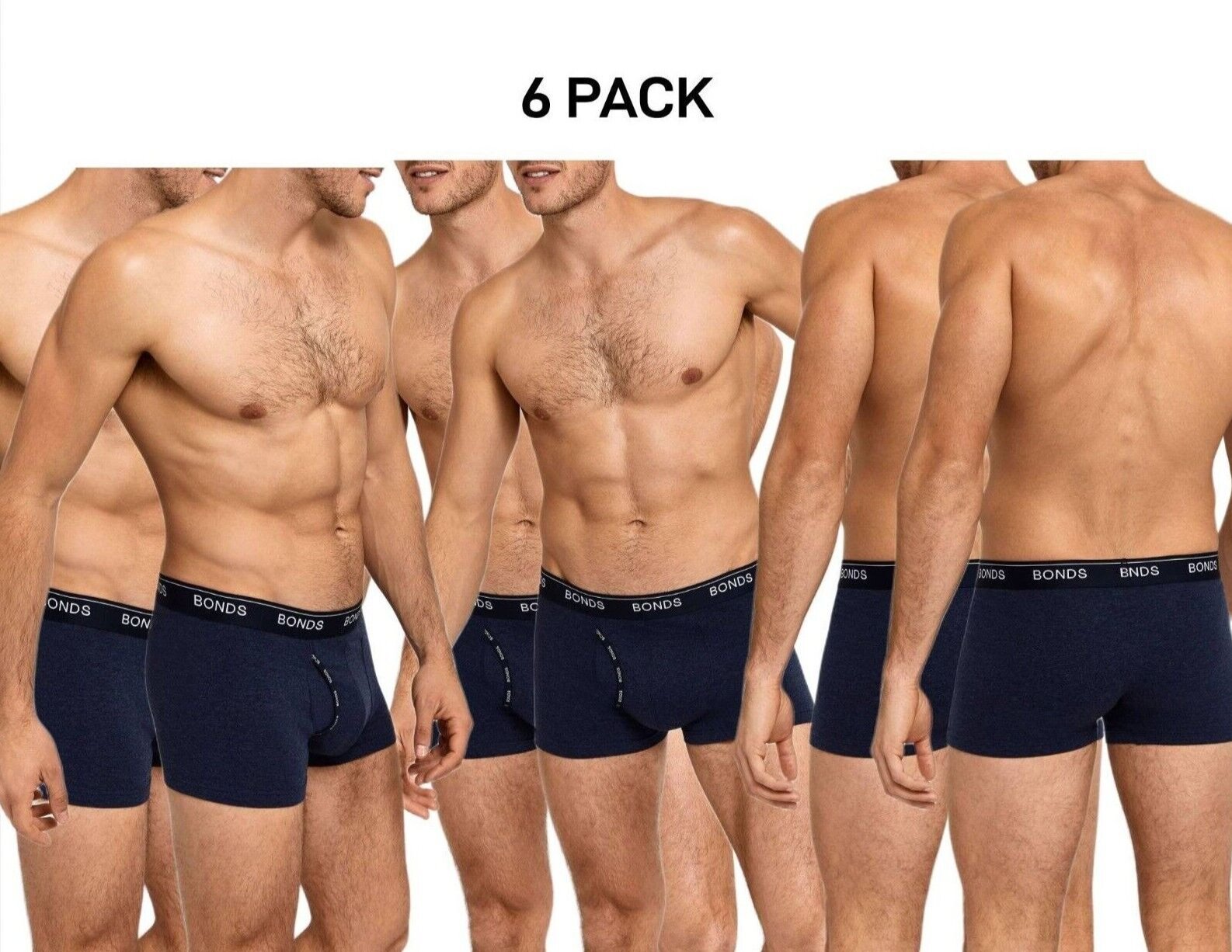 Bonds Mens Guyfront Trunk Stretchy Cotton Fabric Elastic Waistband 6 Pack MZVJ