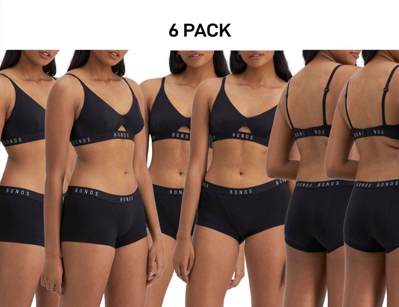 Bonds Womens Originals Boyfit Undies Comfy Soft Stretchy Waist Fit 6 Pack WVGJA
