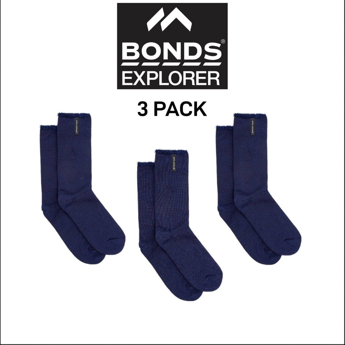 Bonds Explorer Original Wool Blend Crew Dual Layer Lightweight 3 Pack Sock S1138