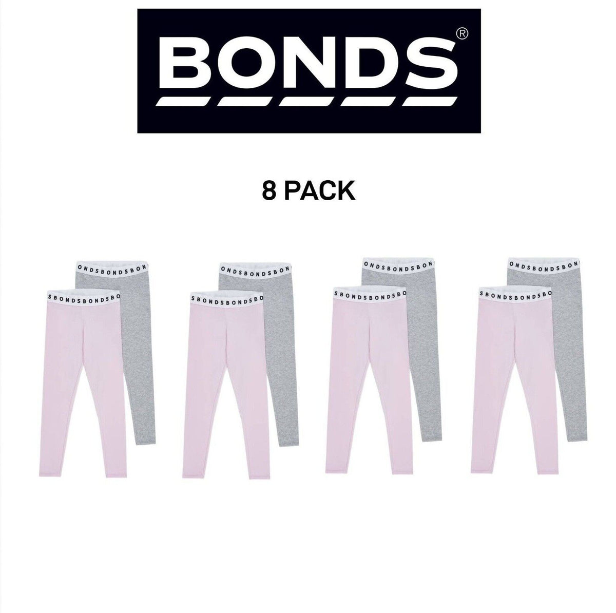 Bonds Girls Hipster Leggings Comfortable Elastic Stretchy Cotton 8 Pack KWE7K